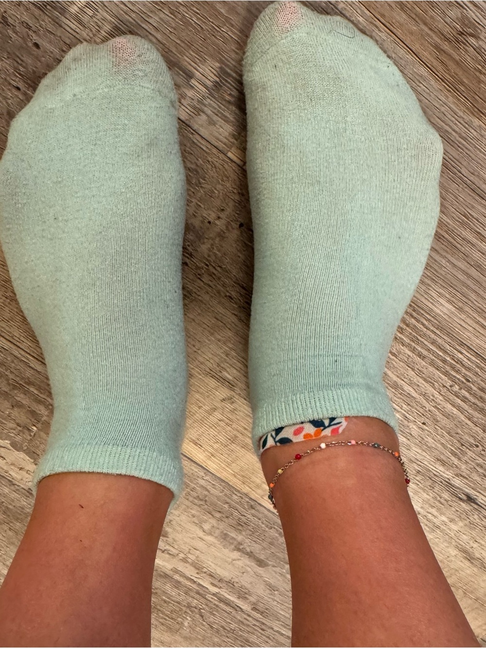 Well worn ComfortFit Mint Athletic Ankle Socks